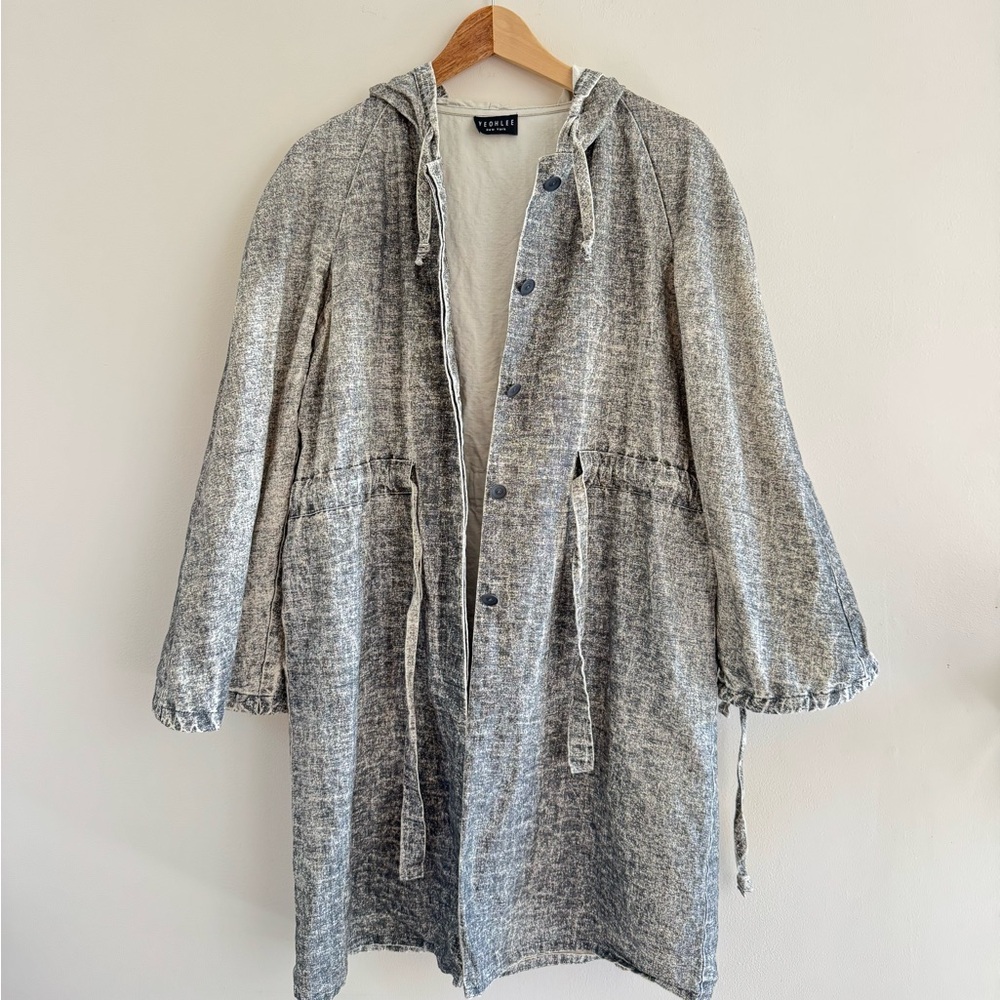 Yeohlee Textured‎ Cotton Linen Hooded Coat Size M